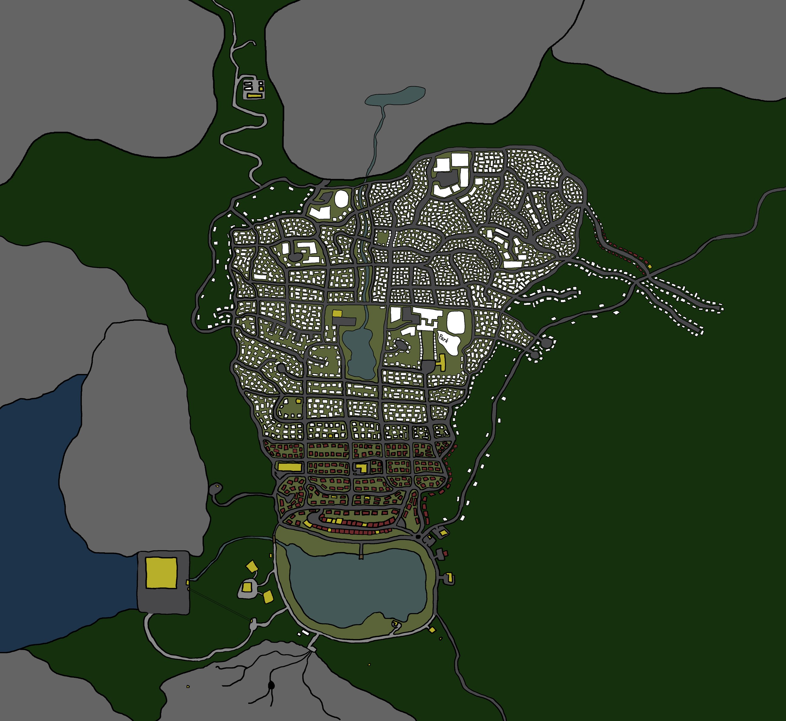 Survey map of Lochdam Town in the Blue Rock country